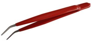 Brucelle coudé à 45° isolée pointes plates arrondies